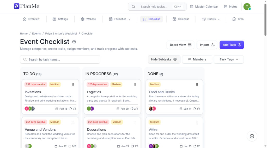 Show subtasks on the board without opening the task.